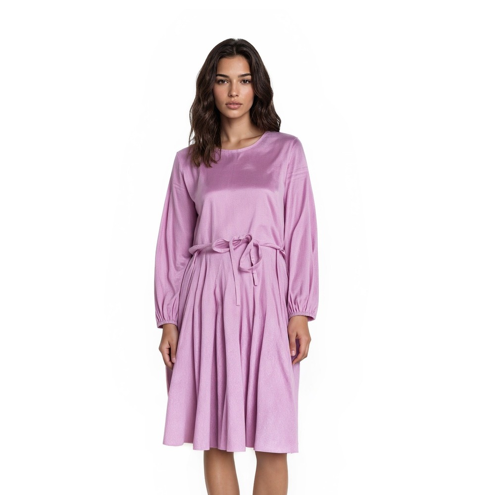 New‎ Sea Lustre 100% Linen Dress Women's Size M/L Medium Large Pink Ruffle Tie